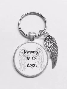Memorial Keychain Mommy To An Angel Sympathy Gift Miscarriage Guardian Angel - Picture 1 of 1