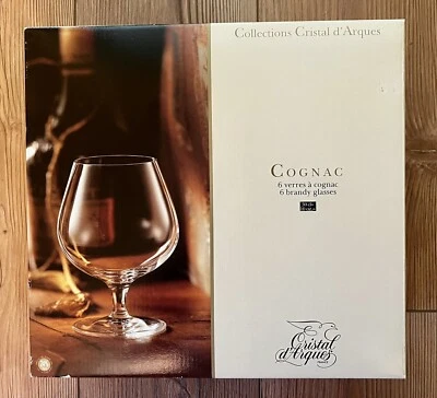 Vintage Francés Cristal d’Arque 6 vasos de coñac 10 OZ NUEVO EN CAJA hecho en Italia Foto 1 de 4