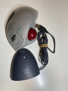Logitech Wireless Cordless TrackMan silver Wheel Mouse w/reciever -TESTED WORKS - Picture 1 of 4