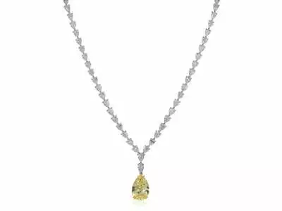 Hermoso collar de circonita cúbica pera amarilla limón 18,45 quilates citrino y 26,87 quilates pera brillante Foto 1 de 4
