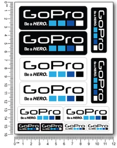 GoPro Kamera Hero 3 4 Aufkleber Set 4,7x6,3 Zoll Blatt 12 Aufkleber Laminat Fahrrad Surfen - Bild 1 von 3