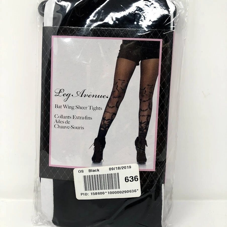 Medias transparentes ala murciélago pierna avenida disfraz negro mujer medias talla única Foto 1 de 4