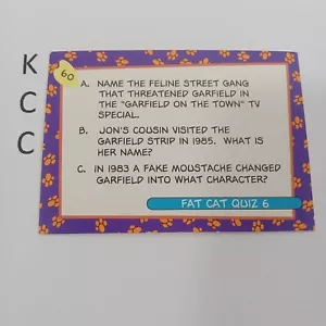 1978 Skybox Premier Edition Garfield Collector Cards Fat Cat Quiz 6 #60 - Picture 1 of 2