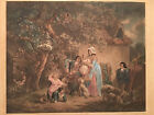 *RARE* GEORGE MORLAND COTTAGERS HAND PAINTED MEZZOTINT ENGRAVING PAINTING PRINT