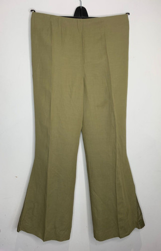 Pantalone Valentino lino seta dritto svasato EU 46 UK 10 ottime condizioni verde kaki vintage