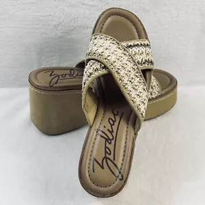 Zodiac NIB Nessa Raffia Y2K Mule Slip On Platform Chunky Heel Open Toe Shoe Sz 9 - Picture 1 of 15