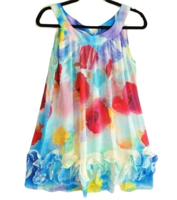 Vestido Mushka by Sienna Rosa Sin Mangas Acampanado Capas Coloridas Estampado Floral Mediano Foto 1 de 4