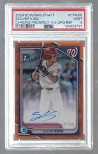 Bowman Draft 2024 cromo Seaver King naranja refractor autógrafo automático/25 PSA 9 - Imagen 1 de 1