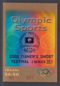 Australia 2000 $4.50 Olympic Sports Booklet overprint Fisher's Ghost general - Bild 1 von 1