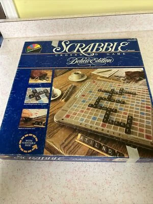 VTG Scrabble Deluxe Edition Turntable Board Game 1987 Complete Maroon Letters - Image 1 of 4