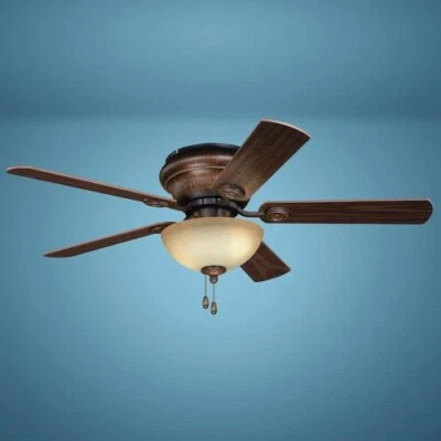 42" Aged Walnut Indoor LED Ceiling Fan Creme Cognac Glass Small Room Ventilator - Image 1 of 4