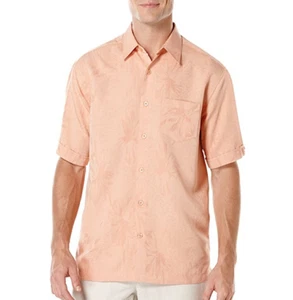 Cubavera Mens Short Sleeve Tonal Floral Jacquard Woven Shirt with Pocket Size S - Picture 1 of 1