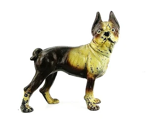 ANTIQUE HUBLEY LIKE CAST IRON LARGE 9" LONG DOORSTOP BOSTON TERIER DOG - Picture 1 of 8