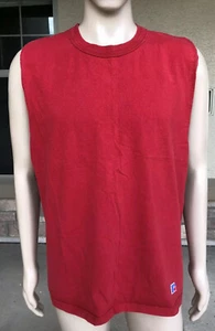 Vintage 90s Russell Athletic Tank Top Pool Muscle Shirt USA Made Size Large Red - Picture 1 of 9
