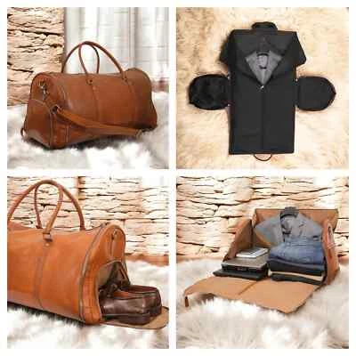 Bolso de fin de semana Bolso de lona hecho a mano de cuero premium con bolso de viaje portador de traje Foto 1 de 4