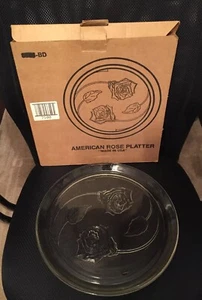 Glass "American Rose" 13" Round Platter - Home Interiors & Gifts 8886-BD - #7100 - Picture 1 of 8