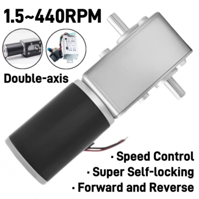DC12V/24V Double-axis Turbo Worm Gearbox Large Torque Speed Reduction Gear Motor - Bild 1 von 4