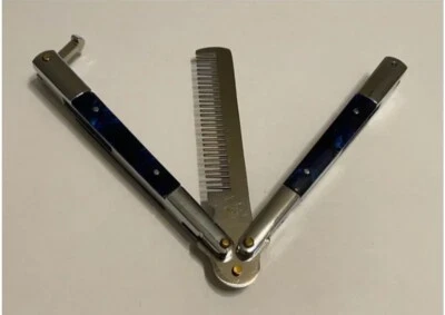 Ferramenta de pente de borboleta dobrável para prática - cabo azul - Imagem 1 de 4