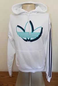 Men's Adidas Shadow Trefoil Hoodie Small White NWT #FM1502 - Picture 1 of 5