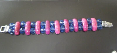 Statement Bracelet Genuine Turquoise Magnesite Gemstone with Blue Crystals - Image 1 of 2