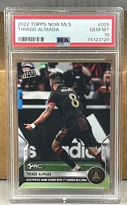 2022 TOPPS NOW MLS #25 THIAGO ALMADA PSA 10 GEM MINT ATLANTA UNITED ROOKIE - Image 1 of 2