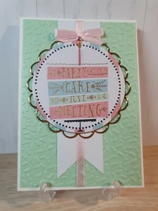 Geburtstagskarte Handgemacht Klappkarte A6 schleifen Party  - Bild 1 von 3