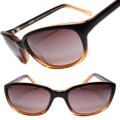 Deadstock Y2K Genuine Vintage Black Brown Two Tone Rectangle Sunglasses - Изображение 1 из 3