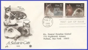 USA4 #2372 ADDR PCS ARTCRAFT FDC STR2  Cats Siamese Exotic Shorthair - Picture 1 of 1