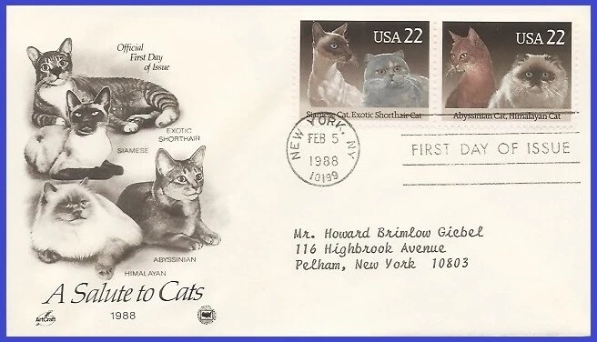 USA4 #2372 ADDR PCS ARTCRAFT FDC STR2  Cats Siamese Exotic Shorthair - Image 1 of 1