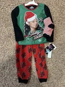 Girls' That Girl Lay Lay Slay Bells 2pc Cozy Pajama Set with Socks; size XS 4/5 - Picture 1 of 4