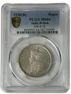 1920 (B) India Rupee Silver George V Bombay Mint PCGS MS 64 SW-8.52 - Picture 1 of 2