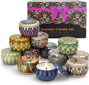 70G*12 Pezzi Candele Profumate in Latta, Regalo Set per Donna, Confezione Regalo - Foto 1 di 12
