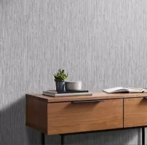 Graham & Brown Grasscloth Texture Grey Removable Wallpaper 1 Roll 20.5in X 33ft - Picture 1 of 7