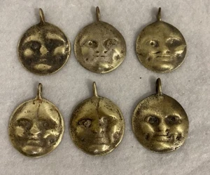Vintage Brass Man In The Moon Face, Ecaudor Sand Cast, Pendants,NOS - Picture 1 of 9