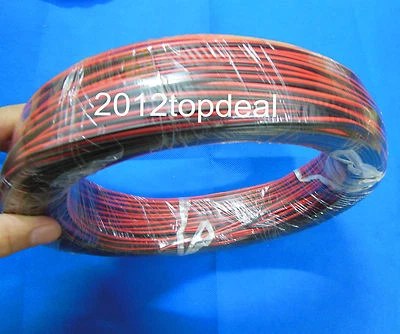 2-pin 18AWG 20AWG 22AWG 24AWG 26AWG 28AWG Black Red Cable Wire Cord LED Strip - Image 1 of 4