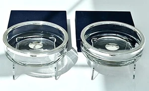 Par de posavasos de plata de ley y cristal/vidrio champán/vino de calidad 723 g - Imagen 1 de 24