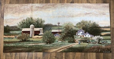 Grande Tapiz Primavera Pastos Rural Campo Granja Colgante Pared Raymond Knaub Foto 1 de 4