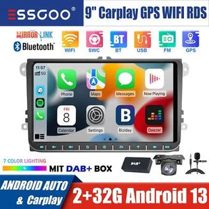Autoradio DAB+ Carplay Android 13 2+32G GPS Navi +Camera Per VW GOLF 5 6 Polo 6R - Foto 1 di 16