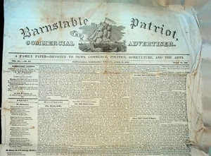 Barnstable Patriot Cape Cod Newspaper April 21 1841 President Harrison Funeral - Picture 1 of 3