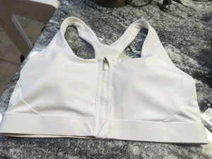 Avia Zip Front Sports Bra White Women's XL With Removable Cups NWT - Picture 1 of 3