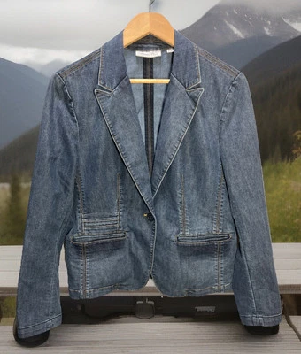 Chaqueta Blazer Vaquera Vintage Coldwater Creek Denim M (10-12) Bolsillos Un Botón Foto 1 de 4
