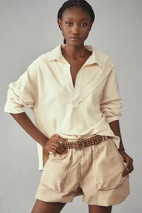 Anthropologie Pilcro Collegiate Rugby Top Creme Elfenbein Größe M - Bild 1 von 7