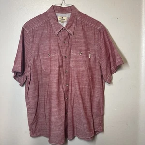Woolrich Shirt Mens Extra Large Short Sleeve Button Up Red Front Pockets - Picture 1 of 4