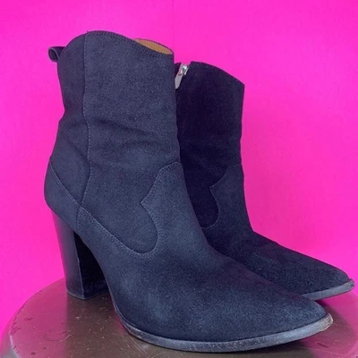 & Other Stories Botín Negro Gamuza Western Tacón Bloque Punta Talla 9.5 Foto 1 de 4