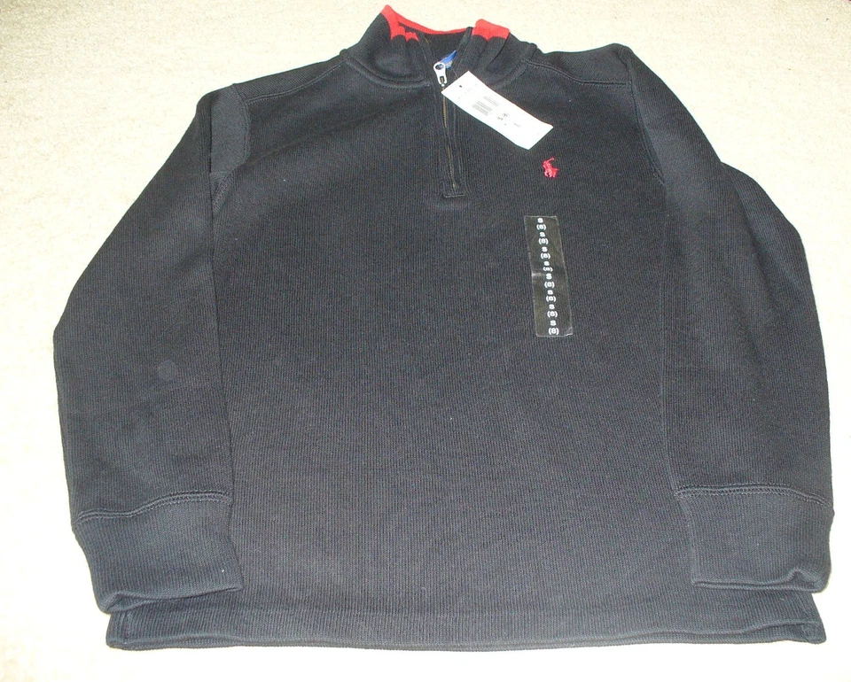New Ralph Lauren Big Kid Boys  Size Small 8 Black Rib Pullover - Image 1 of 1