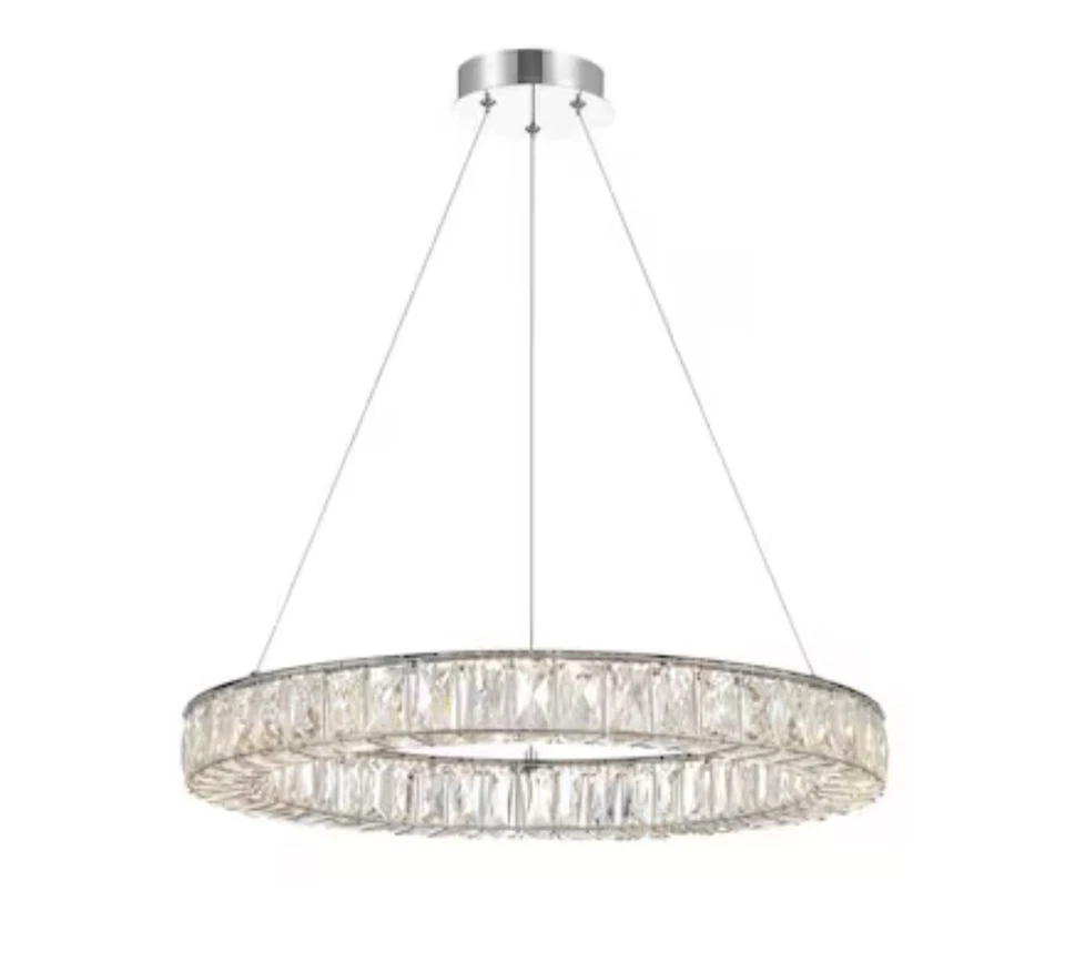 allen + roth Aurelis Gloss Chrome Glam Integrated LED Crystal 5336397 Chandelier - Image 1 of 4
