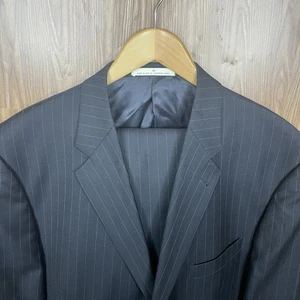 Joseph Abboud 2 Piece Suit Mens 44L 38x32 Black Striped Wool Double Vented USA - Picture 1 of 21