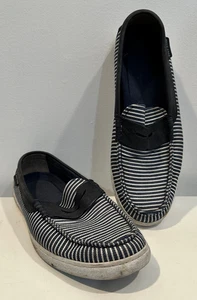 Cole Haan Nantucket Penny Halbschuhe Herren 9,5 blau weiß gestreift Canvas Slipper - Bild 1 von 14