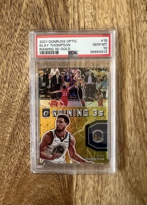 2021 Optic Klay Thompson Raining 3s GOLD #/10 PSA 10 Record For Most 3s In Game - Image 1 of 4