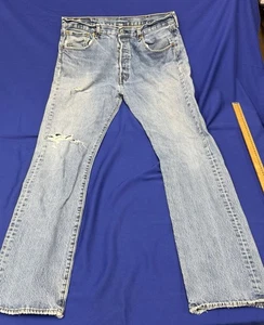 Vintage 90s Levi’s 501 Jeans 38x38 Herren Light Wash Distressed 1996 USA Ära  - Bild 1 von 9